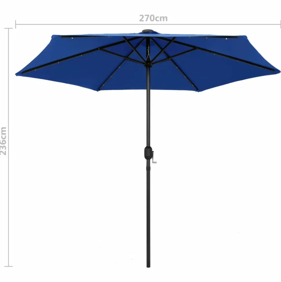 MAISON EXCLUSIVE - Parasol de jardin et lumières led mât en aluminium bleu azuré