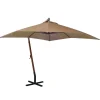 MAISON EXCLUSIVE - Parasol de jardin suspendu avec mât taupe bois de sapin massif