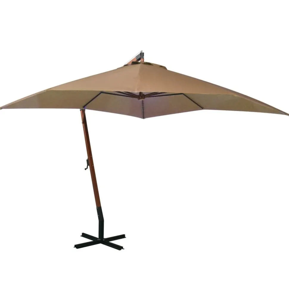 MAISON EXCLUSIVE - Parasol de jardin suspendu avec mât taupe bois de sapin massif