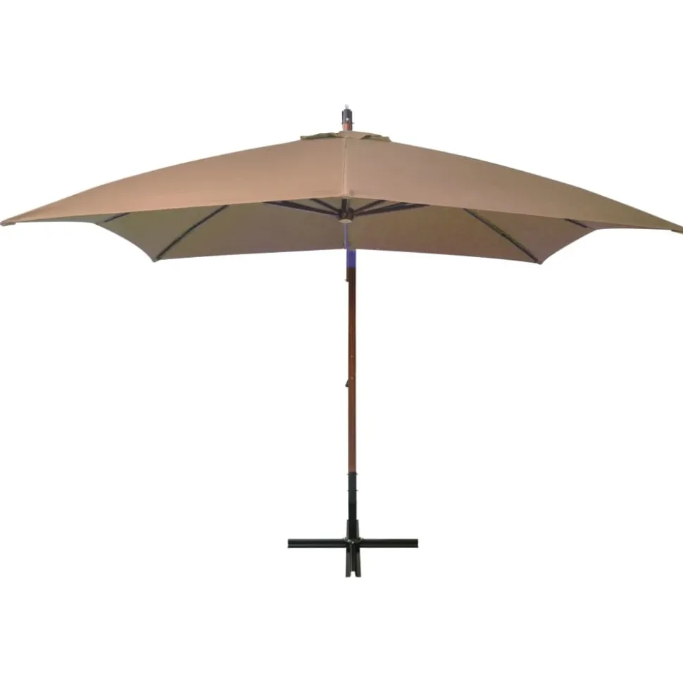 MAISON EXCLUSIVE - Parasol de jardin suspendu avec mât taupe bois de sapin massif