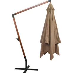 MAISON EXCLUSIVE - Parasol de jardin suspendu avec mât taupe bois de sapin massif