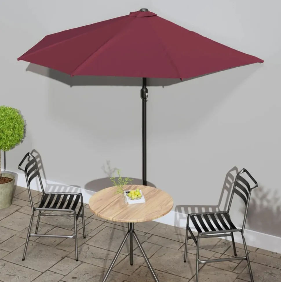 MAISON EXCLUSIVE - Parasol de balcon mât en aluminium bordeaux 270x144x222 cm demi