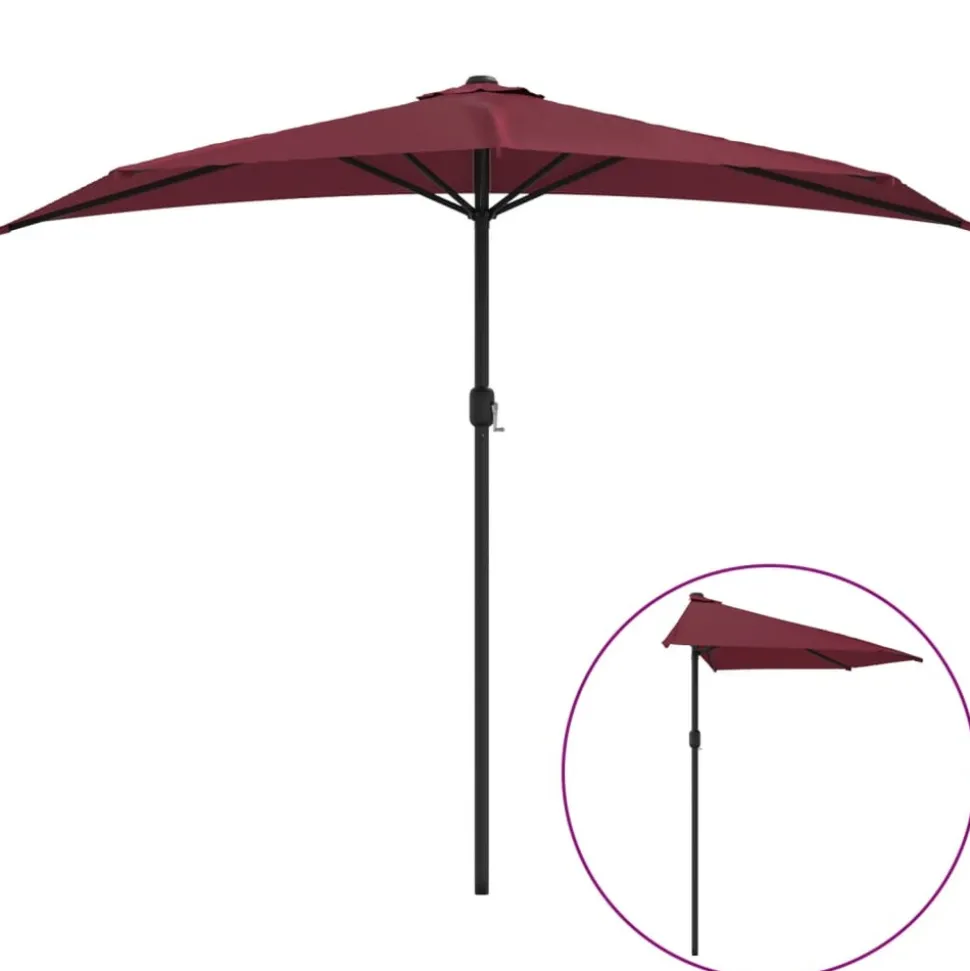 MAISON EXCLUSIVE - Parasol de balcon mât en aluminium bordeaux 270x144x222 cm demi