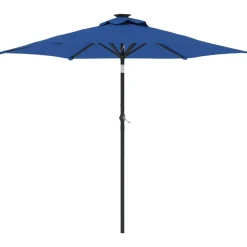 MAISON EXCLUSIVE - Parasol de jardin led mât en acier bleu azuré 225x225x212 cm