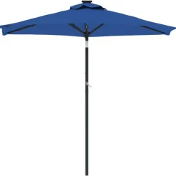 MAISON EXCLUSIVE - Parasol de jardin led mât en acier bleu azuré 225x225x212 cm