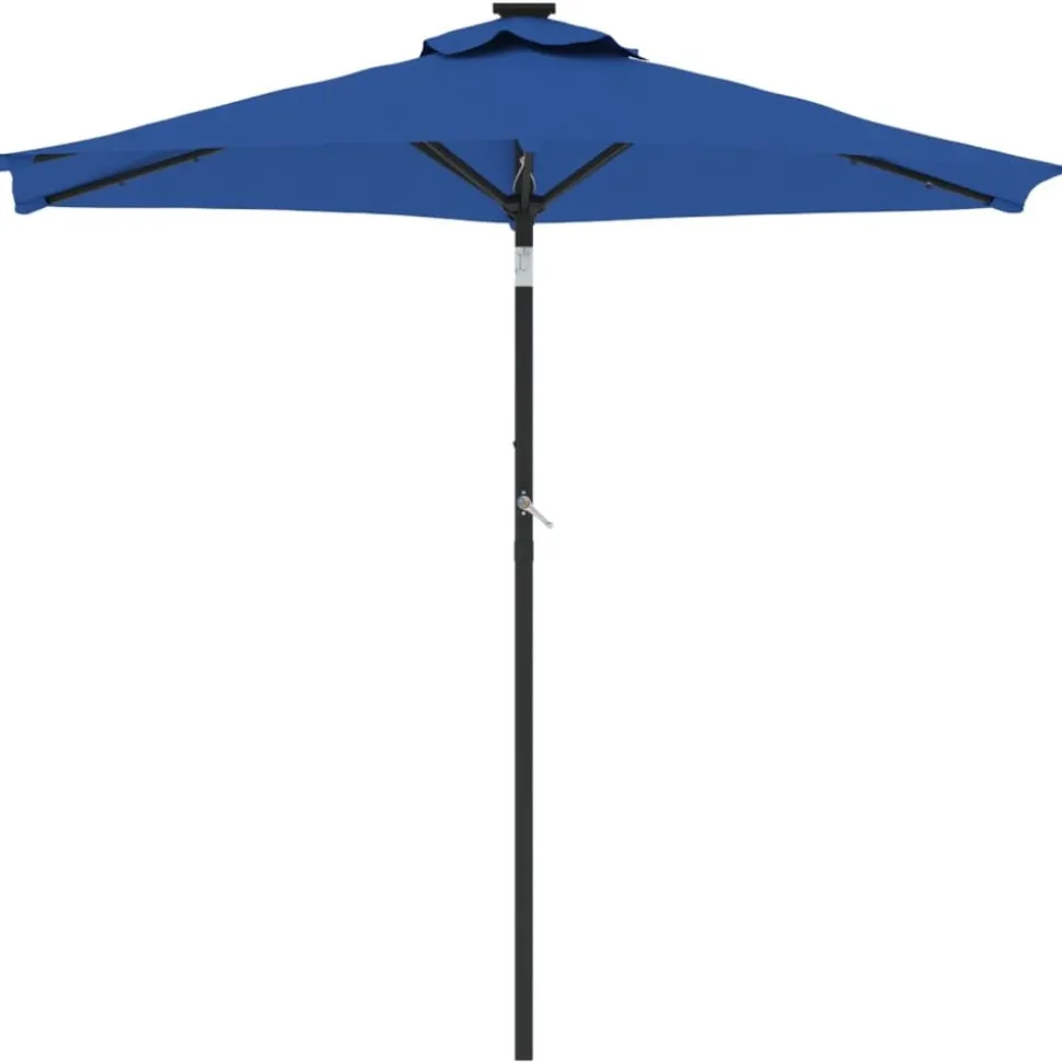 MAISON EXCLUSIVE - Parasol de jardin led mât en acier bleu azuré 225x225x212 cm