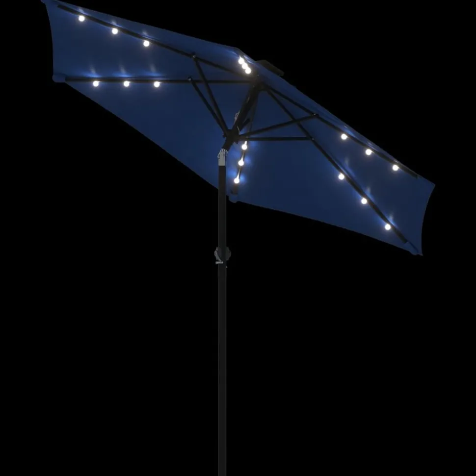 MAISON EXCLUSIVE - Parasol de jardin led mât en acier bleu azuré 225x225x212 cm