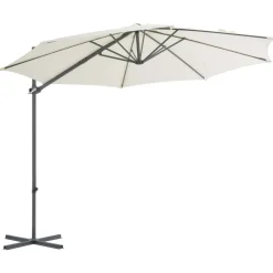 MAISON EXCLUSIVE - Parasol de jardin en porte-à-faux avec mât en acier sable