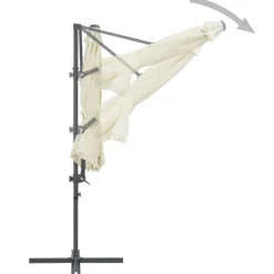 MAISON EXCLUSIVE - Parasol de jardin en porte-à-faux avec mât en acier sable