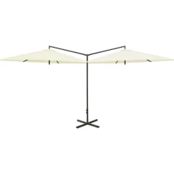 MAISON EXCLUSIVE - Parasol de jardin double avec mât en acier sable 600 cm
