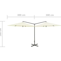 MAISON EXCLUSIVE - Parasol de jardin double avec mât en acier sable 600 cm