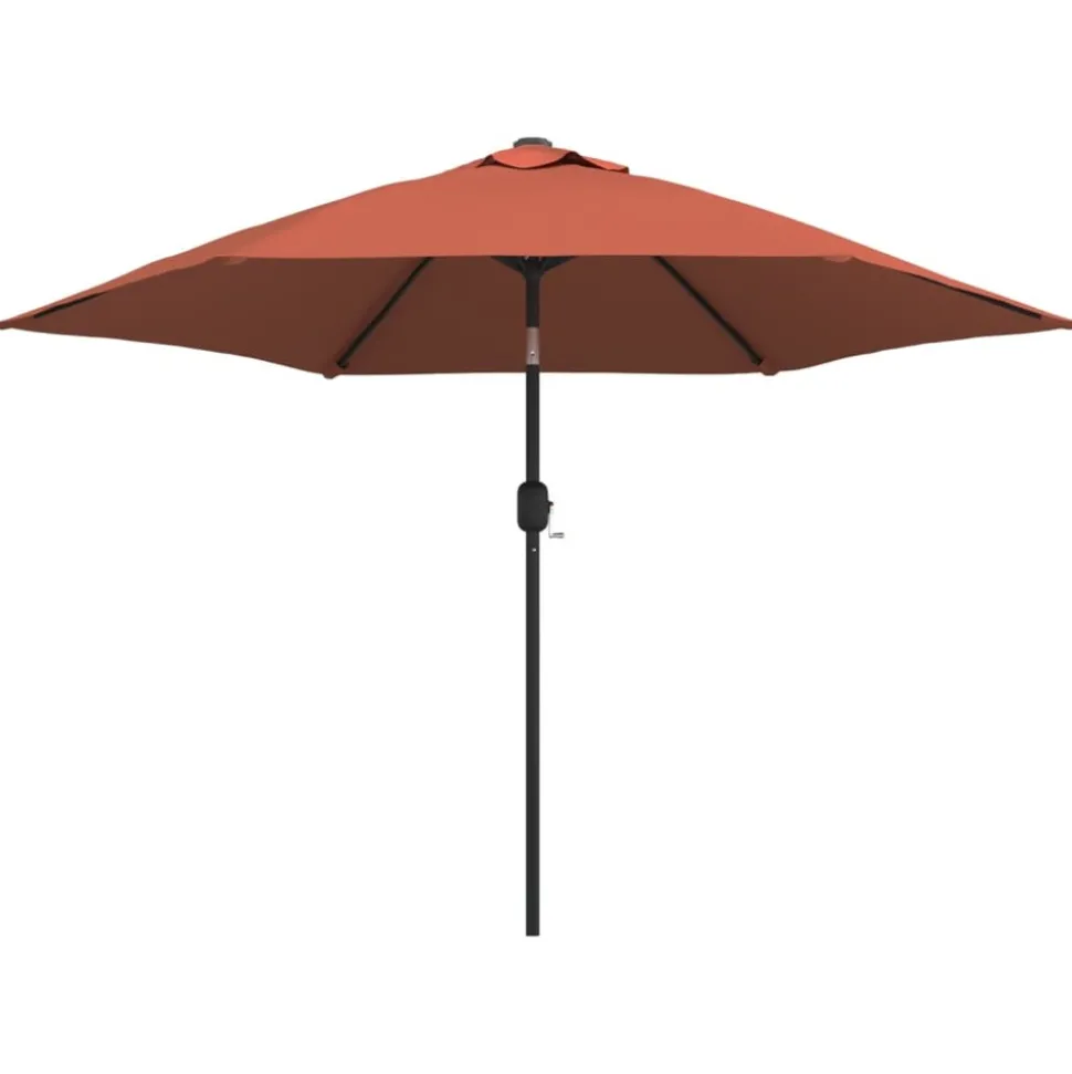 MAISON EXCLUSIVE - Parasol de jardin avec lumières led et mât en acier terre cuite