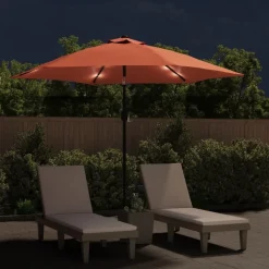 MAISON EXCLUSIVE - Parasol de jardin avec lumières led et mât en acier terre cuite