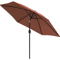 MAISON EXCLUSIVE - Parasol de jardin avec lumières led et mât en acier terre cuite