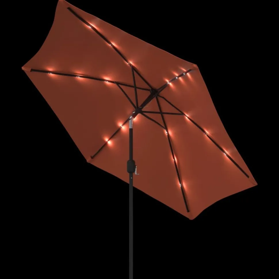 MAISON EXCLUSIVE - Parasol de jardin avec lumières led et mât en acier terre cuite