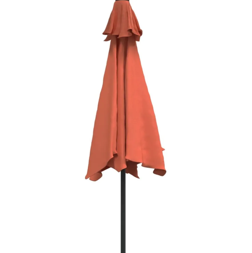 MAISON EXCLUSIVE - Parasol de jardin avec lumières led et mât en acier terre cuite