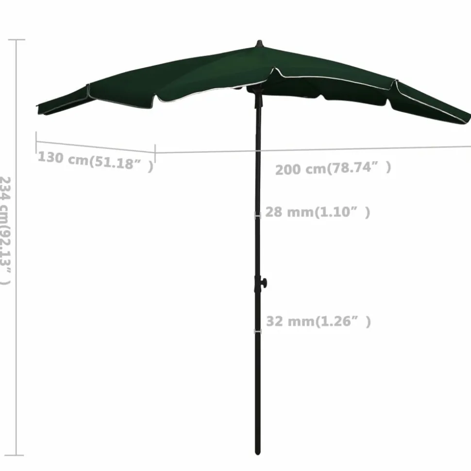 MAISON EXCLUSIVE - Parasol de jardin avec mât 200x130 cm vert