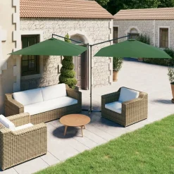MAISON EXCLUSIVE - Parasol de jardin double avec mât en acier vert 600x300 cm