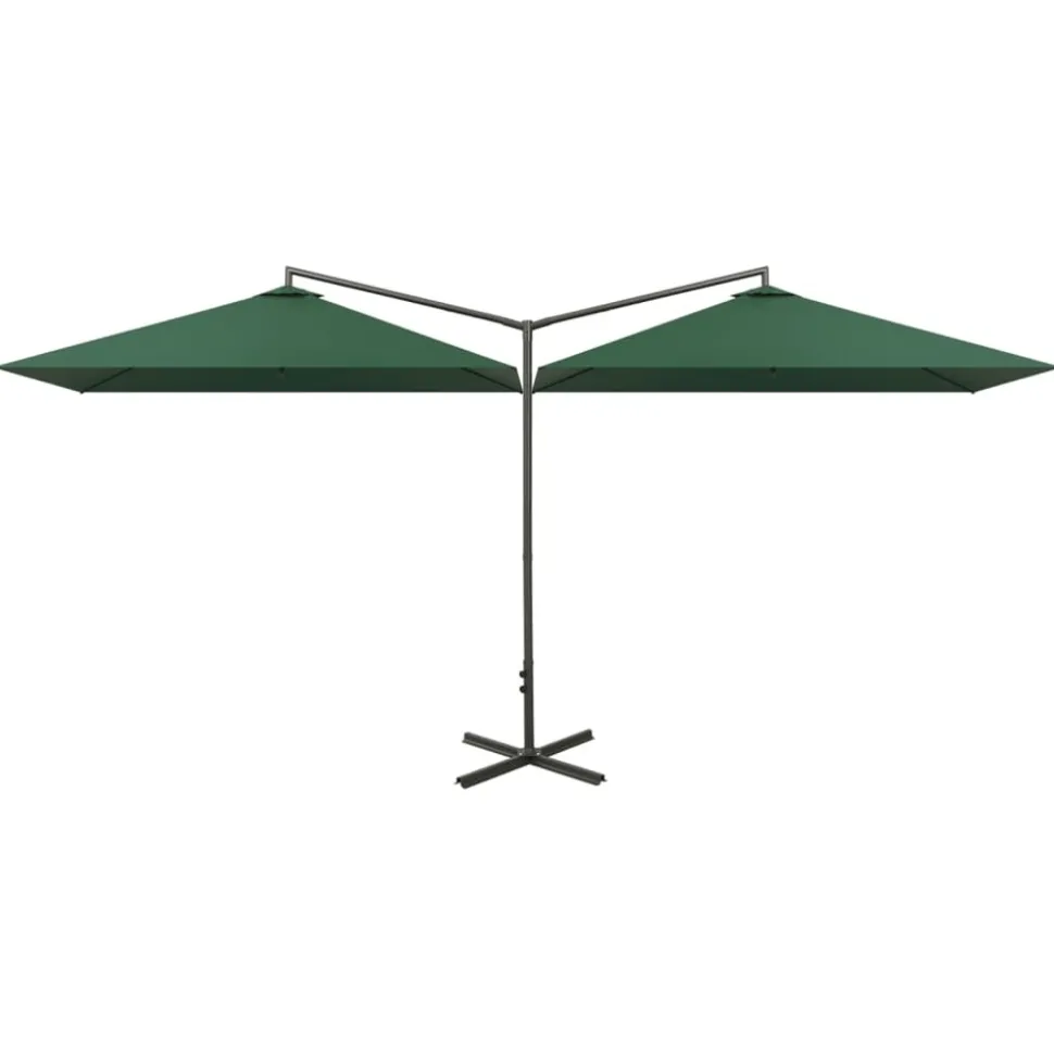 MAISON EXCLUSIVE - Parasol de jardin double avec mât en acier vert 600x300 cm