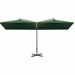 MAISON EXCLUSIVE - Parasol de jardin double avec mât en acier vert 600x300 cm