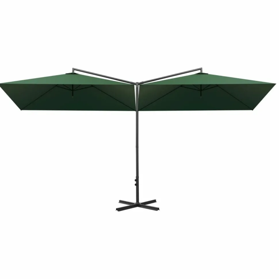 MAISON EXCLUSIVE - Parasol de jardin double avec mât en acier vert 600x300 cm
