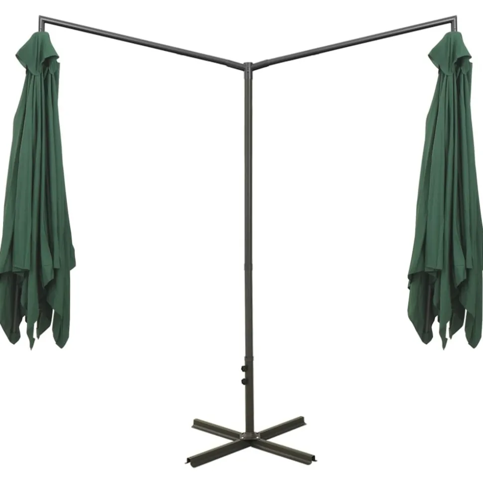 MAISON EXCLUSIVE - Parasol de jardin double avec mât en acier vert 600x300 cm