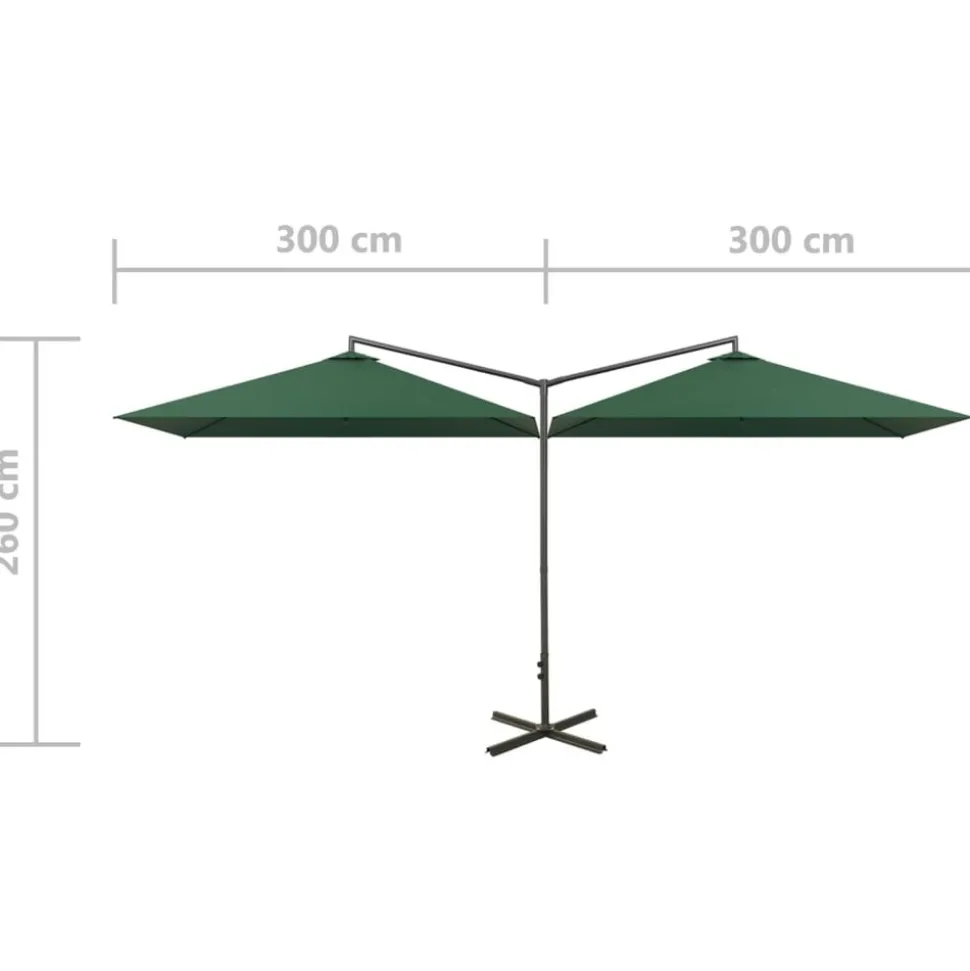 MAISON EXCLUSIVE - Parasol de jardin double avec mât en acier vert 600x300 cm