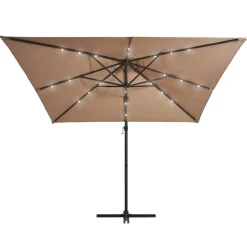 MAISON EXCLUSIVE - Parasol de jardin en porte-à-faux lumières led et mât en acier