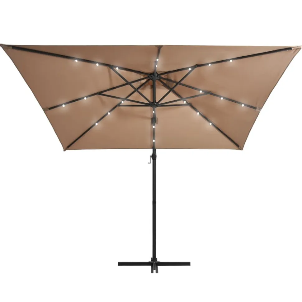 MAISON EXCLUSIVE - Parasol de jardin en porte-à-faux lumières led et mât en acier