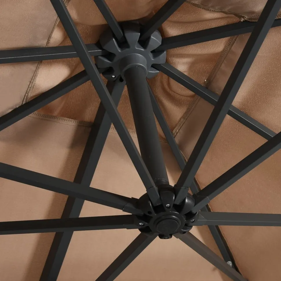 MAISON EXCLUSIVE - Parasol de jardin en porte-à-faux lumières led et mât en acier