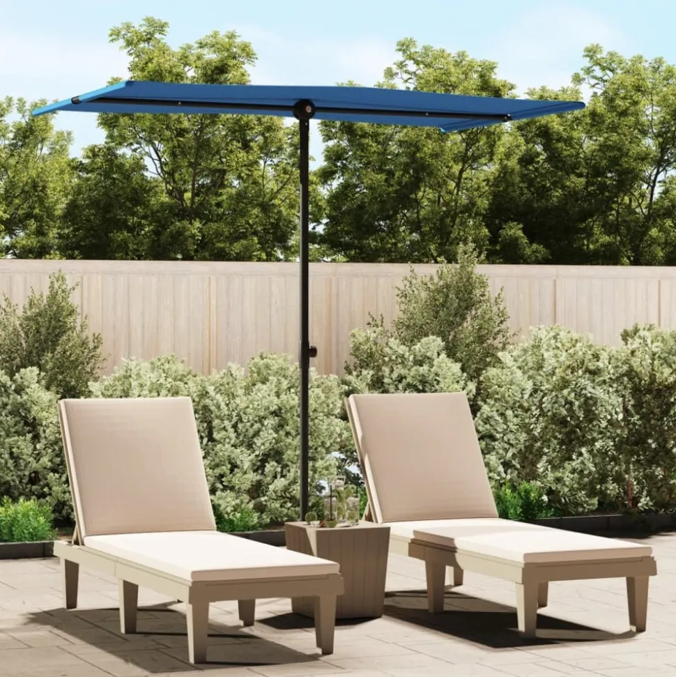 MAISON EXCLUSIVE - Parasol de jardin avec mât en aluminium 180x110 cm bleu azuré