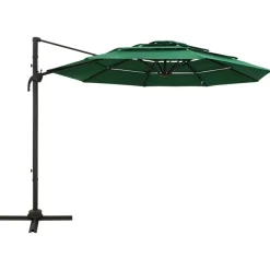 MAISON EXCLUSIVE - Parasol de jardin à 4 niveaux avec mât en aluminium vert 3x3 m