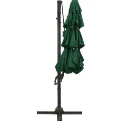 MAISON EXCLUSIVE - Parasol de jardin à 4 niveaux avec mât en aluminium vert 3x3 m