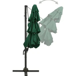 MAISON EXCLUSIVE - Parasol de jardin à 4 niveaux avec mât en aluminium vert 3x3 m