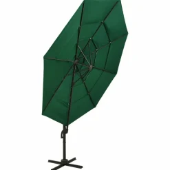 MAISON EXCLUSIVE - Parasol de jardin à 4 niveaux avec mât en aluminium vert 3x3 m