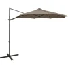MAISON EXCLUSIVE - Parasol de jardin en porte-à-faux et mât et lumières led taupe