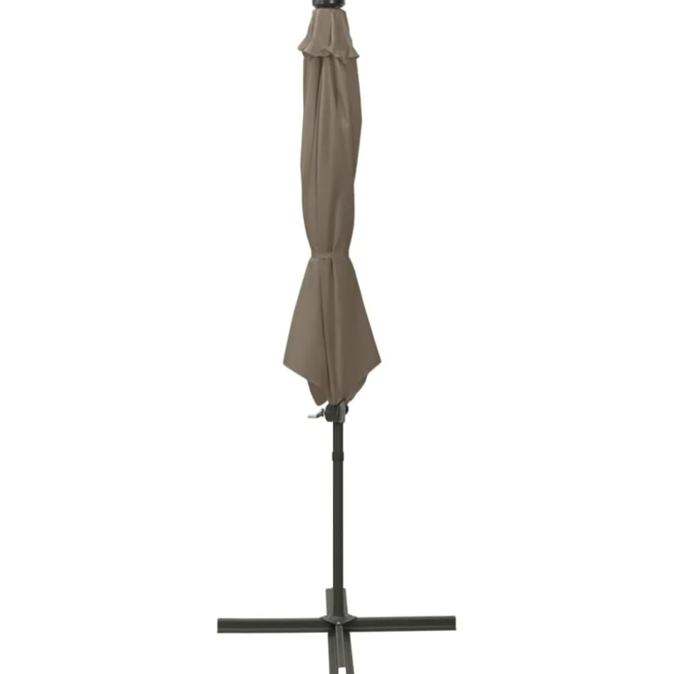 MAISON EXCLUSIVE - Parasol de jardin en porte-à-faux et mât et lumières led taupe