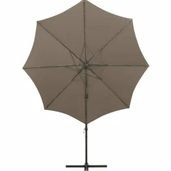 MAISON EXCLUSIVE - Parasol de jardin en porte-à-faux et mât et lumières led taupe