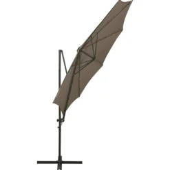 MAISON EXCLUSIVE - Parasol de jardin en porte-à-faux et mât et lumières led taupe
