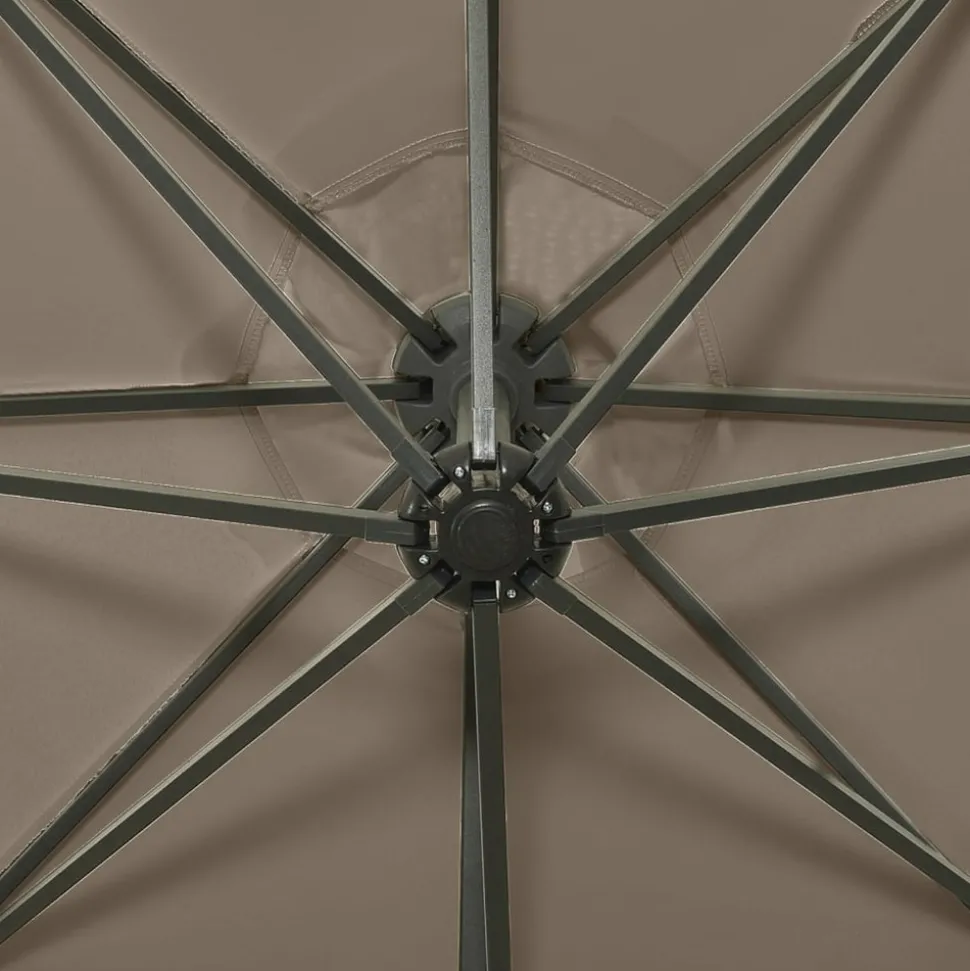 MAISON EXCLUSIVE - Parasol de jardin en porte-à-faux et mât et lumières led taupe