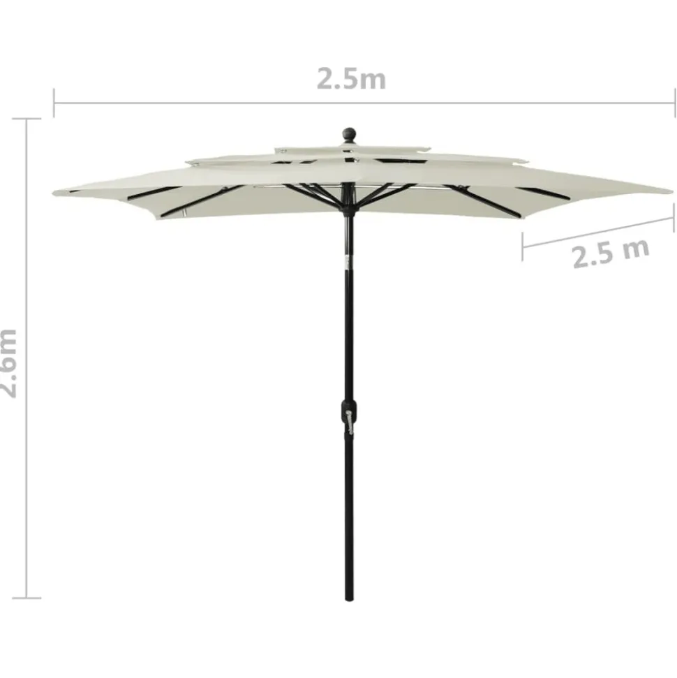 MAISON EXCLUSIVE - Parasol de jardin à 3 niveaux avec mât en aluminium sable