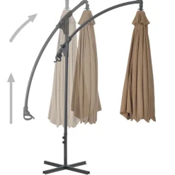 MAISON EXCLUSIVE - Parasol de jardin en porte-à-feux avec poteau en acier taupe