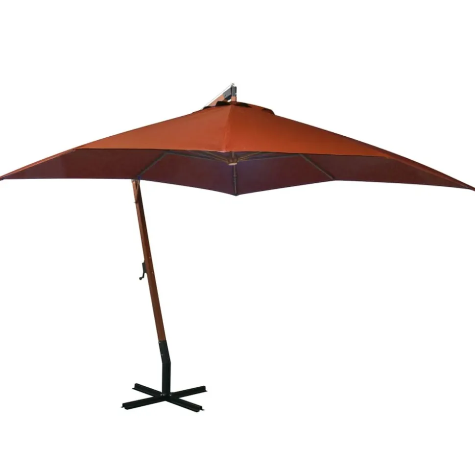 MAISON EXCLUSIVE - Parasol de jardin suspendu avec mât terre cuite bois de sapin