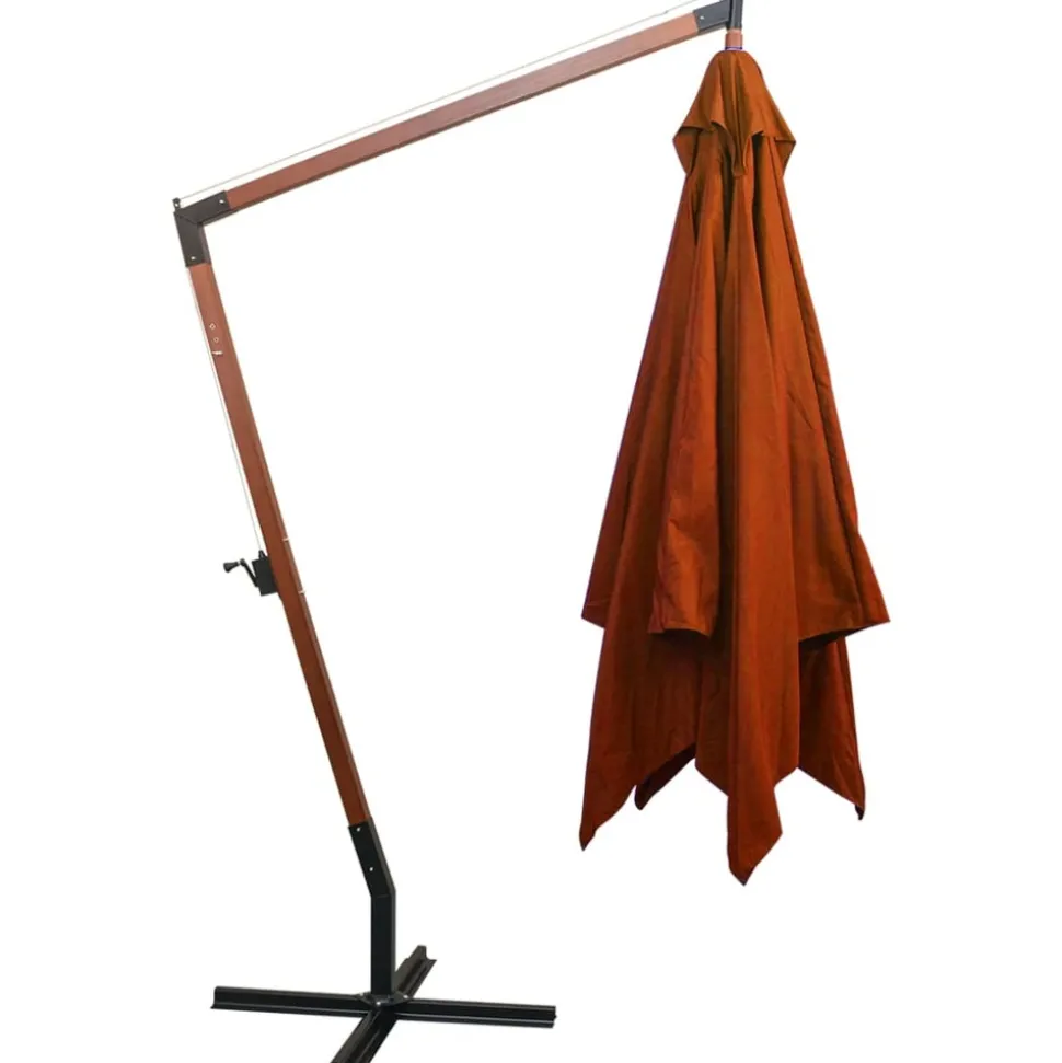 MAISON EXCLUSIVE - Parasol de jardin suspendu avec mât terre cuite bois de sapin