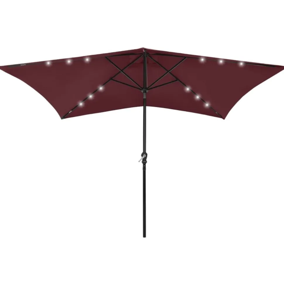 MAISON EXCLUSIVE - Parasol de jardin avec led et mât en acier rouge bordeaux 2x3 m