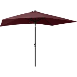 MAISON EXCLUSIVE - Parasol de jardin avec led et mât en acier rouge bordeaux 2x3 m