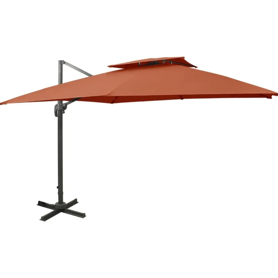 MAISON EXCLUSIVE - Parasol de jardin en porte-à-faux avec double toit terre cuite