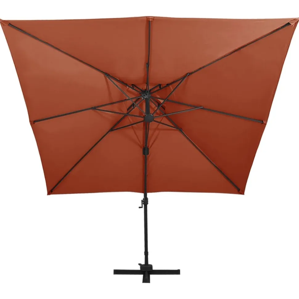 MAISON EXCLUSIVE - Parasol de jardin en porte-à-faux avec double toit terre cuite