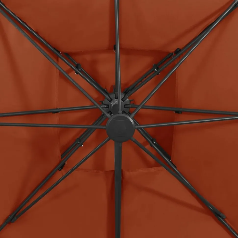 MAISON EXCLUSIVE - Parasol de jardin en porte-à-faux avec double toit terre cuite