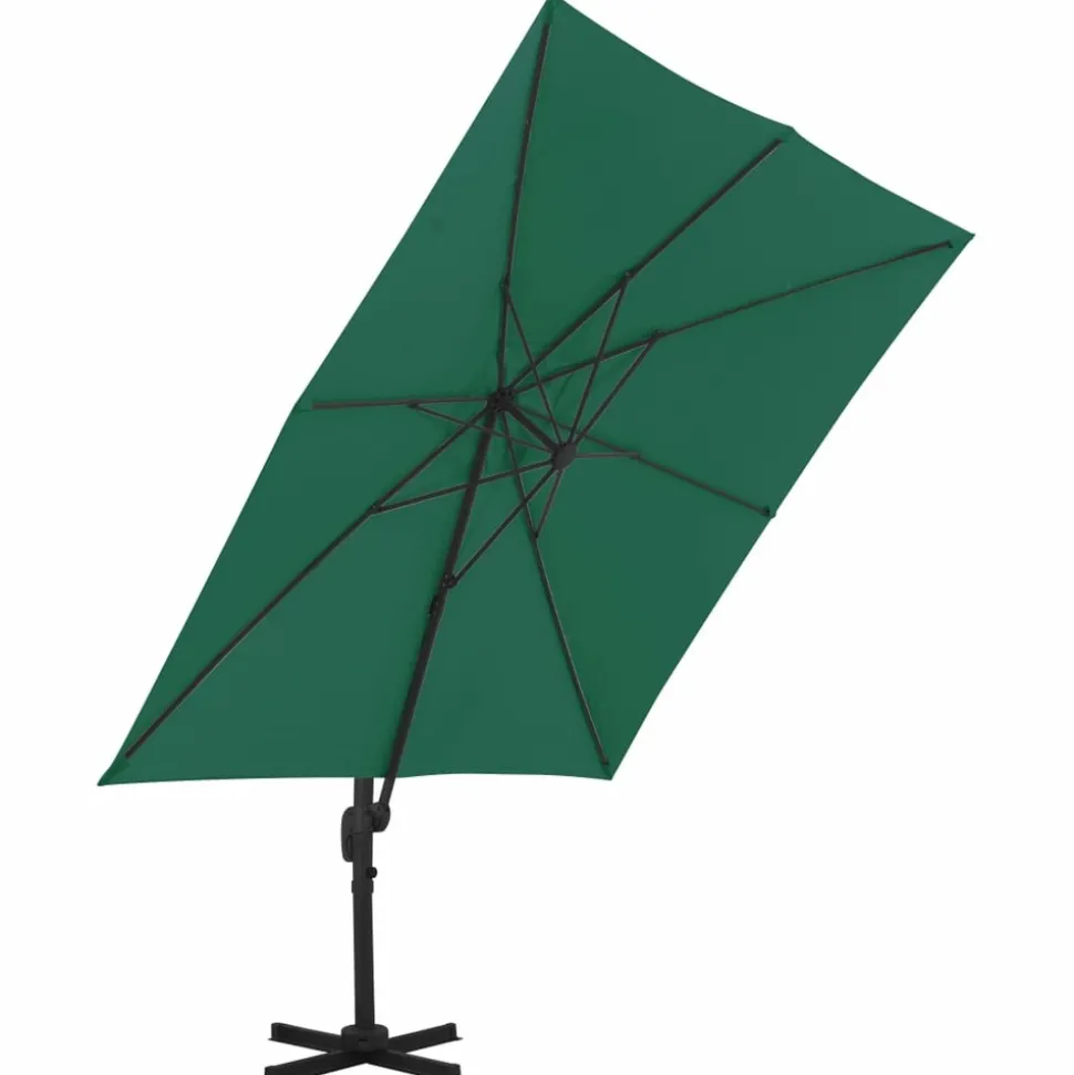 MAISON EXCLUSIVE - Parasol de jardin en porte-à-faux et poteau en aluminium vert